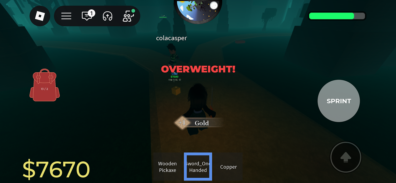 Roblox UI anvendt i spillet